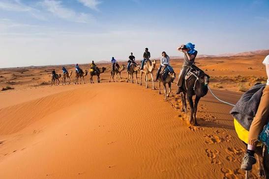 Famous Erg Dunes in the Sahara Desert of Morocco