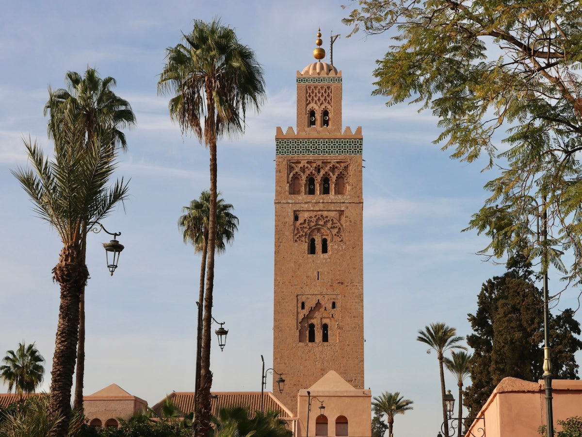 Koutoubia mosque in marrakech, morocco towers above