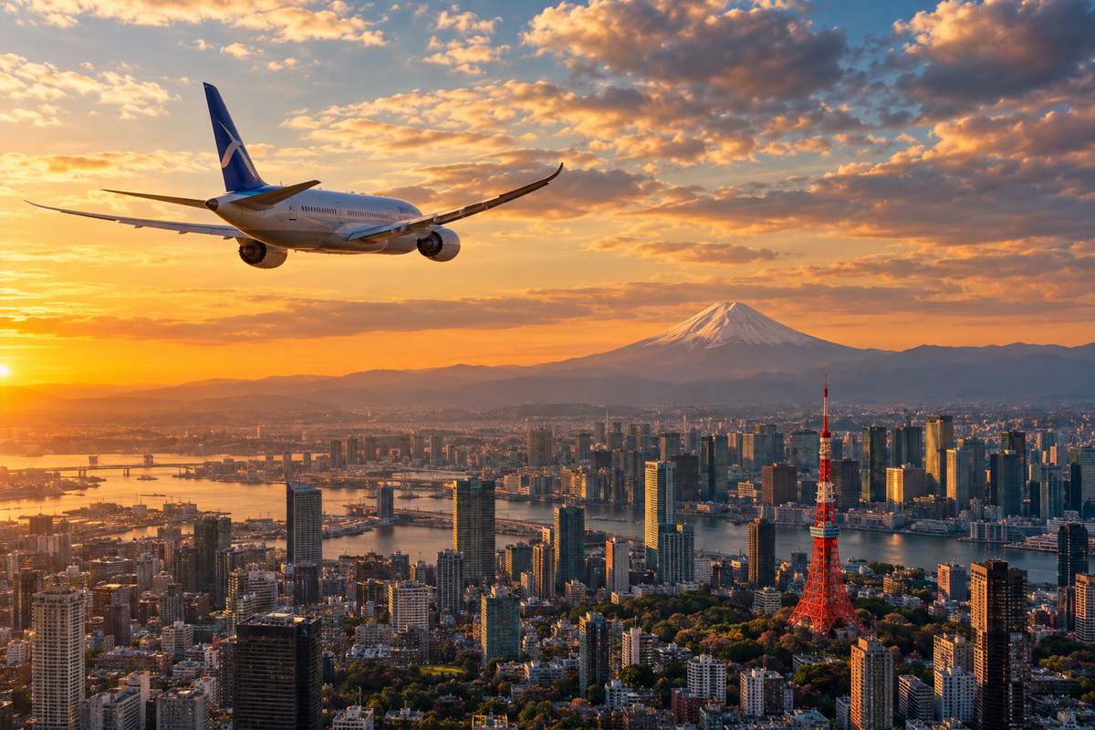 the flight time from the United States to Japan