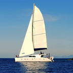 Santorini luxury catamaran sunset cruise with yacht BBQ and drinks