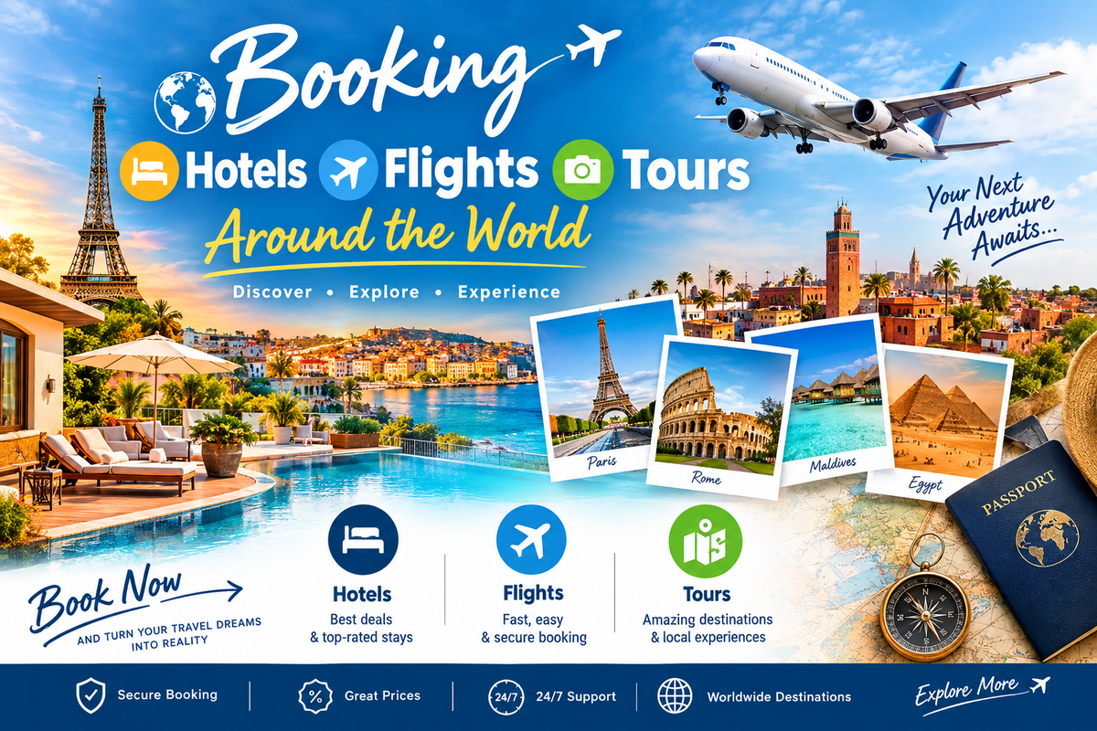 Booking Flights hotel tours around the world 