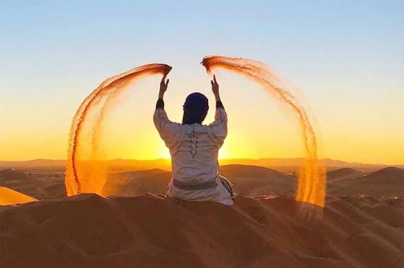 Merzouga sunrise Sahara Desert camel trekking