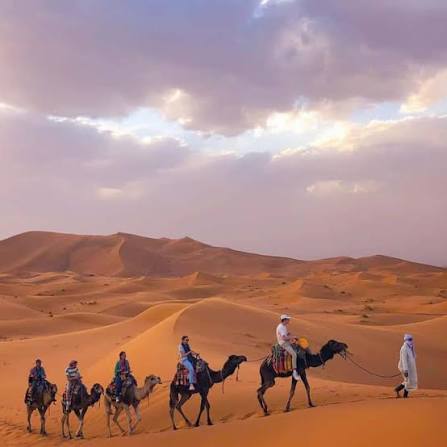 Merzouga sunrise Sahara Desert camel trekking