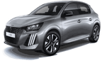 Luxury Car Rental grey metallic compact hatchback with modern LED headlights and sporty alloy wheels